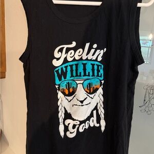 Feelin' Willie Graphic Black Tank Top Size Large